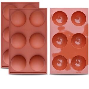HomEdge Large 6-Cavity Semi Sphere Silicone Mold 3 Sheets of Six Mold Baking NEW